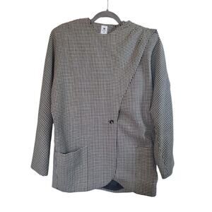 Vintage UNGARO ter Black & White Houndstooth Plaid 100% Wool Jacket Women's 10
